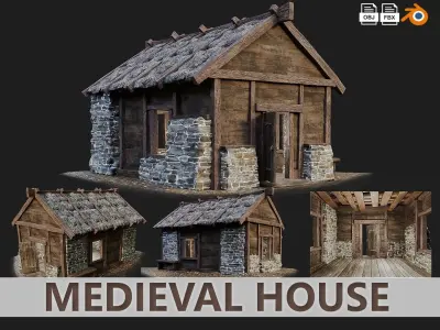 Medieval Old House PBR 4K GameReady Pack 09 to 12 Low-poly 3D model