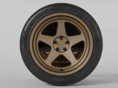 Kansei KNP Rims with Hoosier Drag Radial DR2 Slick Tires 3D model