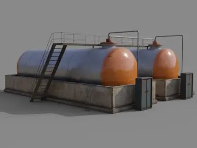 Diesel Refueling depot tank Free low-poly 3D model