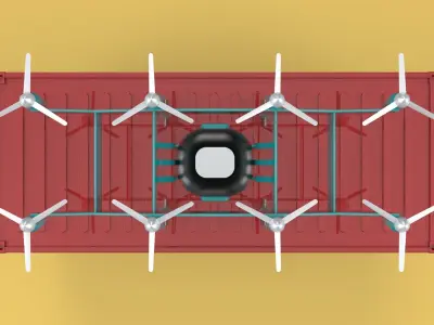 HEAVY DRONE DELIVERY AIR CARGO CONTAINER CARRYING SHIPPING BOX 3D model