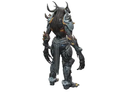 scifi feral monstrum cyborg warrior with bone armor and claws... 3D model