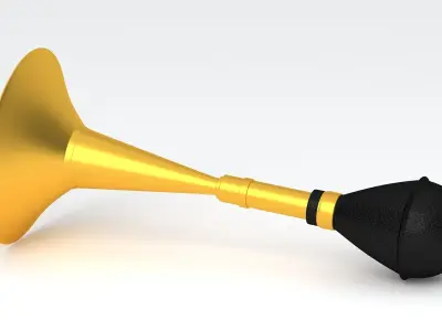 Vintage Vehicle Horn Gold 03 3D model