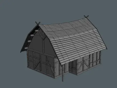 High Quality enterable Medieval house - Building L Low-poly 3D model