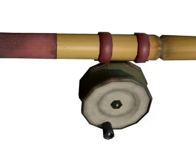 Old bamboo fishing rod Low-poly 3D model