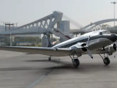 Airplane-Douglas-DC3-1935 new airplane collection Low-poly 3D model