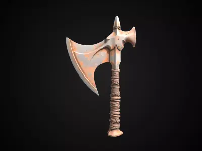 Stylized Orc Sword - Waraxe - Game Ready 3D model