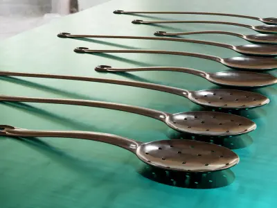 Commercial Cooking Spoons - Flat Laying Low-poly 3D model