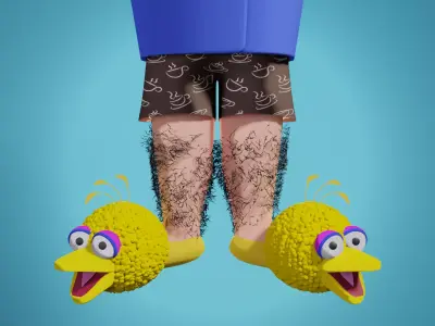 Short and Slippers of big bird 3D model