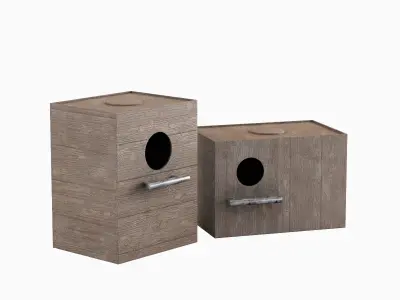 Wooden Birdhouse E 01 Low-poly 3D model