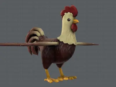 Chicken cartoon baseV02 Low-poly 3D model