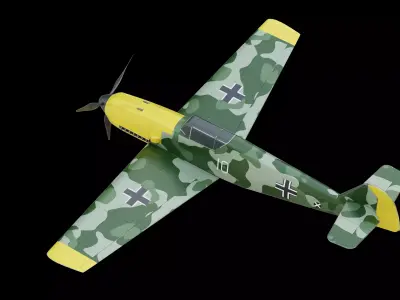Messerschmitt Bf 109 Fighter Aircraft Low-poly 3D model