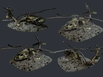 Sikorsky UH60 Black Hawk Military Helicopter Game Ready Pack 04 Low-poly 3D model