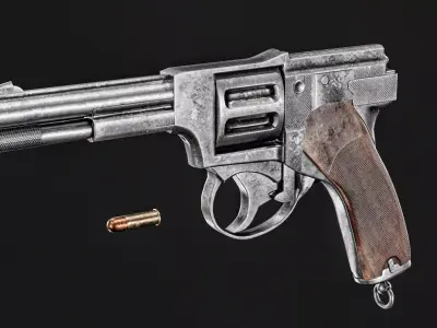 Landstad 1900 Revolver Low-poly 3D model