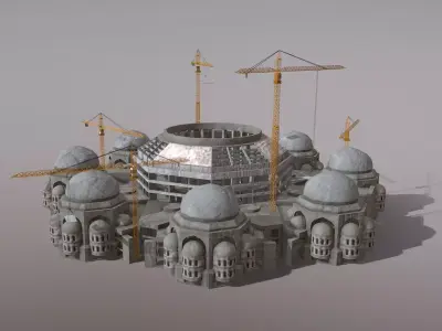 Cathedral Building Baghdad Rahman Mosque Low-poly 3D model