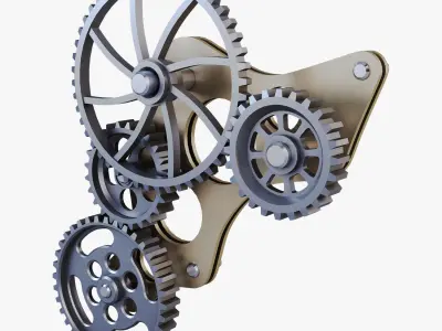 Gear Mechanism Low Poly v 4 Low-poly 3D model