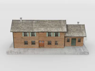 Swiss rural railway station Low-poly 3D model
