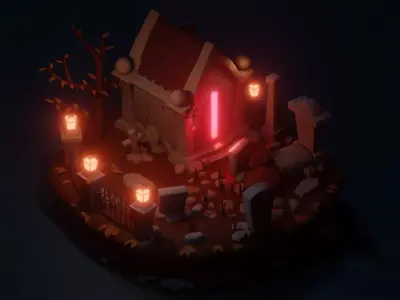 Exterior Building Haunted House high-poly Free 3D model