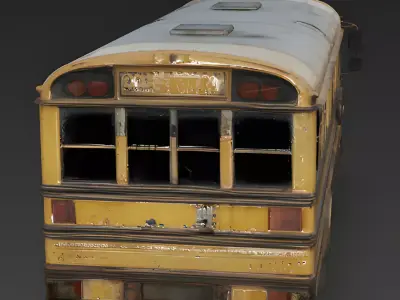 Realistic Abandoned School Bus 3D Model 3D Model Low-poly 3D model