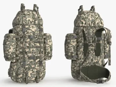 Tactical Military Backpack Low-poly 3D model