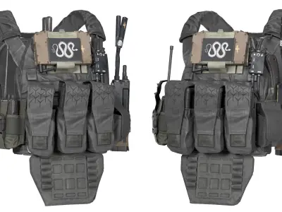 MILITARY TBAS V5 Plate Carrier Vest Low-poly 3D model