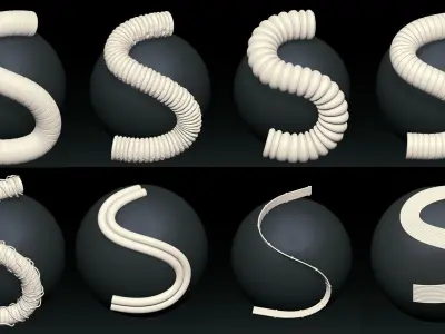 48 IMM CABLES and HOSES FOR ZBRUSH HIGH and LOW POLY Low-poly 3D model