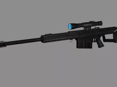 Modular Sniper Rifle MK Mjolnir Low-poly 3D Model Low-poly 3D model