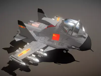 Cartoon Airplane J-15 Low-poly 3D model