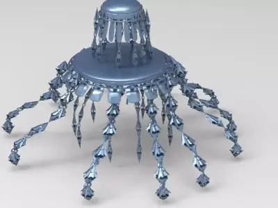 Jelly Fish Sci fi ship Stand  Low-poly 3D model