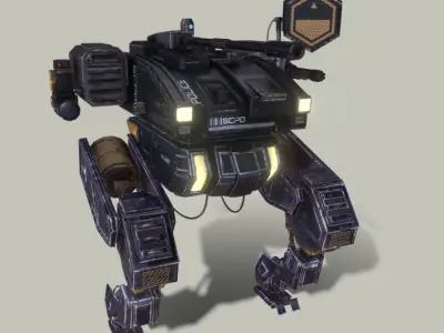 Mech Cyberpunk - Police Mech Lowpoly Animated Low-poly 3D model