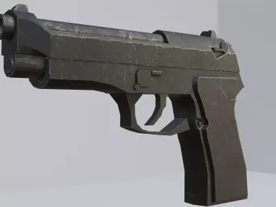 Pistol Low-poly 3D model Free low-poly 3D model