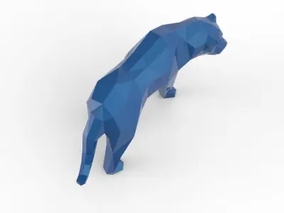 Tiger polygonal sculpture of 3D model