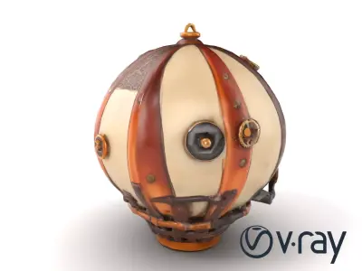 Steampunk Balloon Ornate Brass Rimmed Model Pack Low-poly 3D model