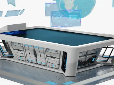 Holographic Panel with Space Battle Hologram 3D model