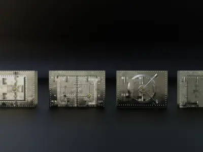 Reinforced Vault Door Set Low-poly 3D model