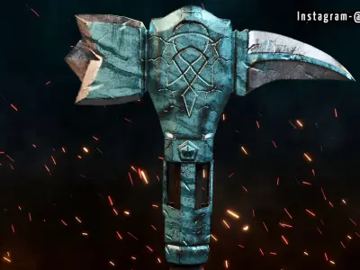 Axe Low Poly PBR textures Free low-poly 3D model