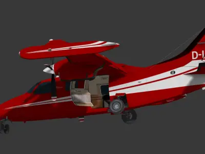 Mu-2 twin turboprop executive aircraft 3D model