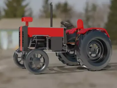 Tractor 3D Model in countryside Free 3D model