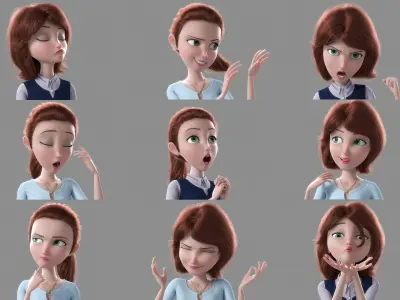 Cartoon Family Rigged V1 3D model