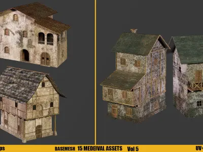 Kitbash Medieval Assets With Textures Vol 5 Low-poly 3D model