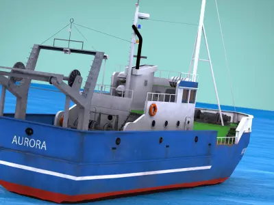 Fish Boat Low-poly 3D model