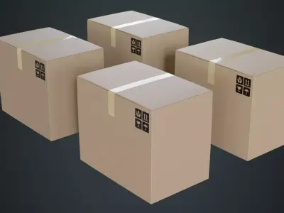 Cardboard Box 1A Low-poly 3D model