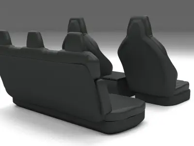 Tesla Model S Seats Dark Low-poly 3D model