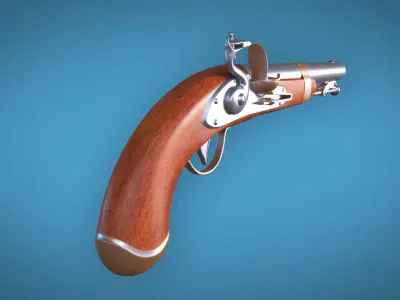 Flintlock Pistol Firearm LowPoly 3D Model Low-poly 3D model