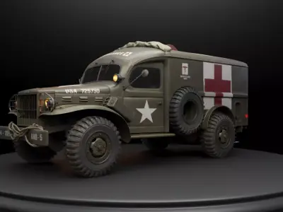 WW2 Ambulance Dodge WC54 075 ton 4x4 Ambulance 1944 3D model