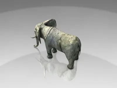 Angkor stone elephant Low-poly 3D model