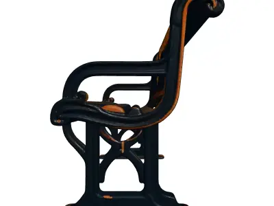 Vintage Cast Iron Park Bench 3D model