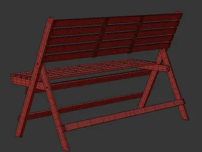 Wooden Bench 3D model 6