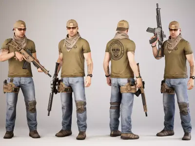 Casual Soldier 06 Low-poly 3D model