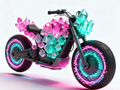 Crystalline Neon Sportbike 3D Model Low-poly 3D model