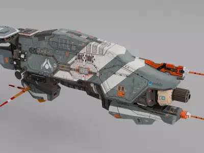 Spacecraft fighterjet Low-poly 3D model